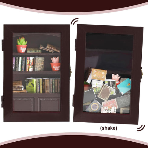 24 Anxiety Bookshelf with Real Mini Books, Cute Mini Bookshelf for Home Room Office Decor, Miniature Library Gifts