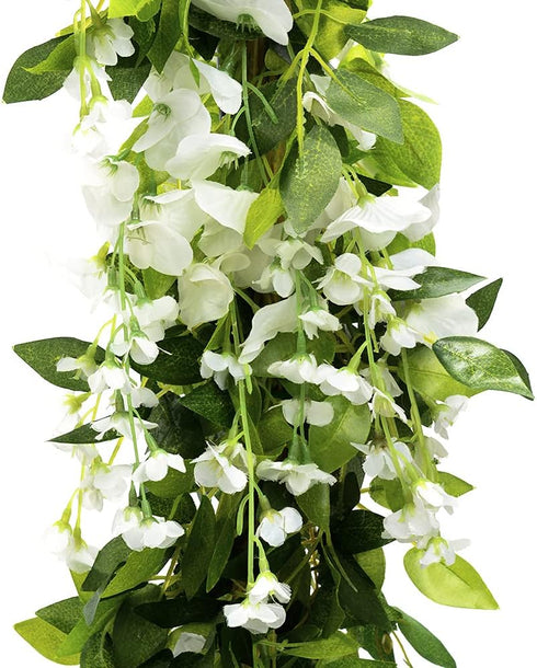 Wisteria Garland - 5Pcs Artificial Flowers Wisteria Vine, Total 33ft Fake Hanging Flower