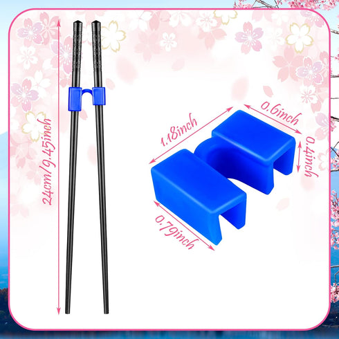 Tessco 5 Pairs Training Chopstick Helpers, Reusable Non-Slippery Practice Chopsticks with Clip for Beginners (Black)