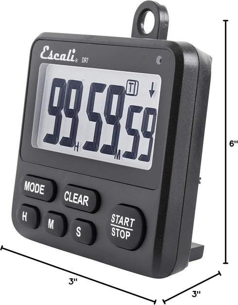 Escali Extra Loud Display Digital Kitchen Timer with Clock Mode, Magnetic Back, Recall Timer