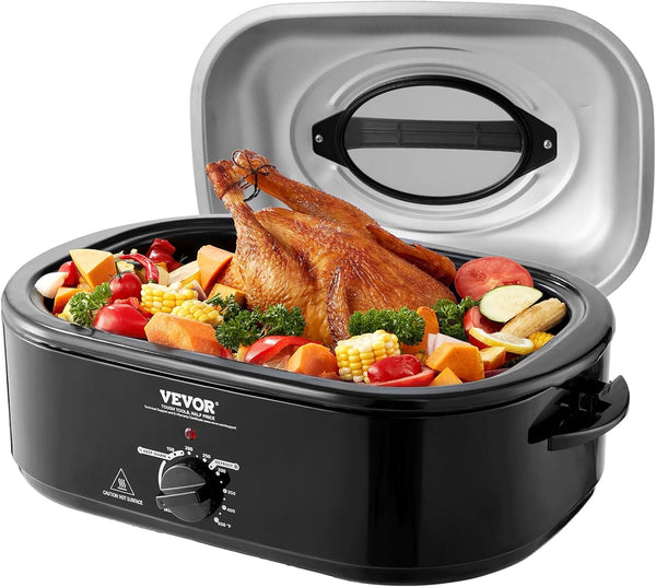 VEVOR Electric Roaster Oven - 20 QT Turkey Roaster with Self-Basting Lid, 1450W, Fits Turkeys Up to 24LBS