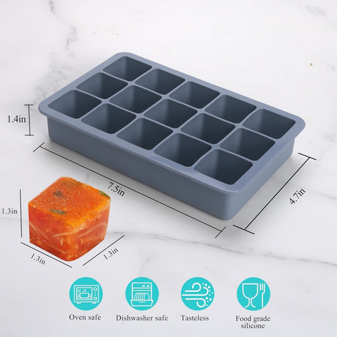 BECOKIT 2 4 Pack) Tbsp Silicone Freezer Molds - Perfect for Storing Garlic, Herbs, Ginger, Pesto, Tomato Paste, Lemon