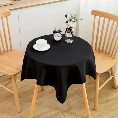 2 Pack 36X36 Inch Small Square Table Cloth Black Washable Fabric Tablecloth Polyester Solid Table Cover for Night Stand