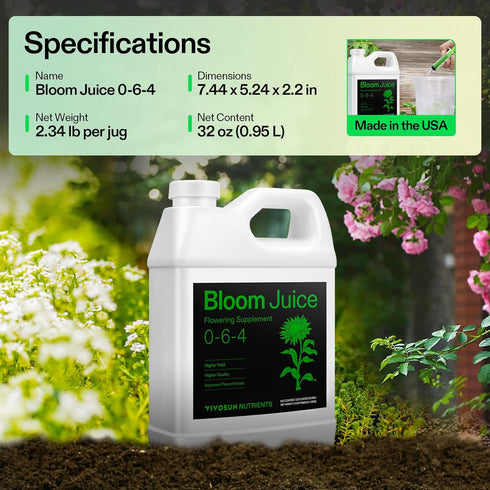(0-6-4), 32 Ounces/1 VIVOSUN Bloom Juice Flowering Supplement Liquid Fertilizer for Flowering Stage, Concentrated Plant