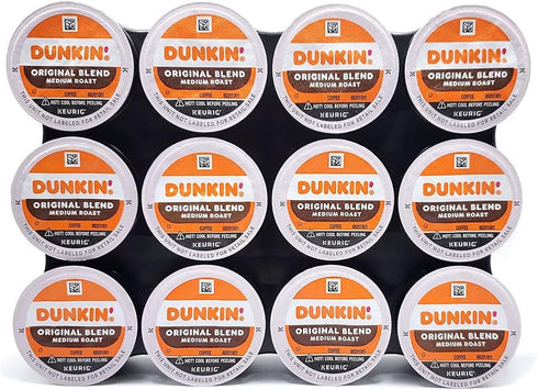 Adhesive Wall Mounted 12 Slot Coffee Pod Holder - Space Saving Organizer Rack Compatible with K Cups for Kitchen