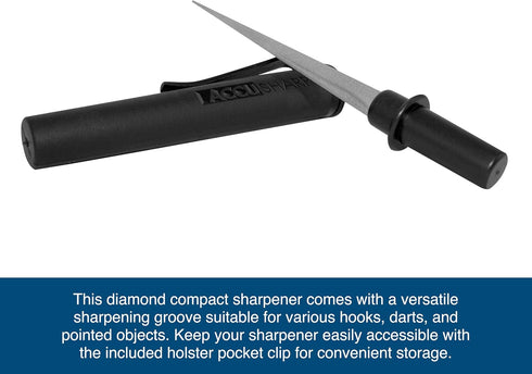 AccuSharp Diamond Compact Tapered Rod Sharpener, Portable Knife & Tool Sharpener for Serrated Blades