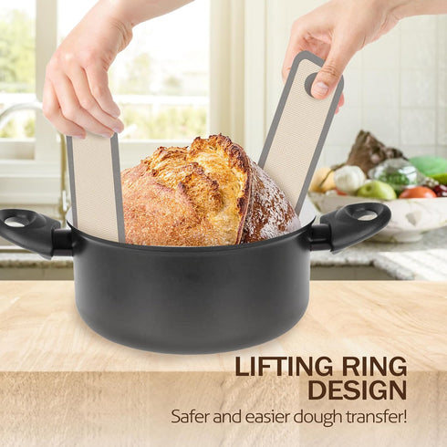 Silicone Bread Sling for Dutch Oven, 2 PCS Non-Stick Reusable Baking Mat with Long Handles for Easy Sourdough Transfer