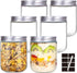 6 Pack 16 oz Glass Jars with Lids, Kitchen Canisters for Food Storage, Pantry Organization for Flour, Sugar, Coffee