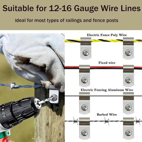 Wire Fence Clips, 100 Pcs Stainless Steel Agricultural Fencing Mounting Clips for 12-16 Gauge Welded Wire