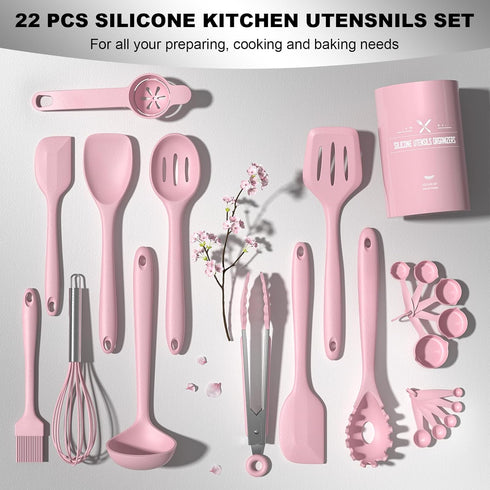 Umite Chef 22Pcs Silicone Cooking Utensils Set - Heat Resistant Spatulas with Holder, Dishwasher Safe Cooking Gadgets
