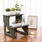 MyGift 2 Tier Rustic Dark Gray Wood Desktop Plant Rack, Farmhouse Style