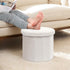 15-Inch Stylish Round Storage Ottoman - White