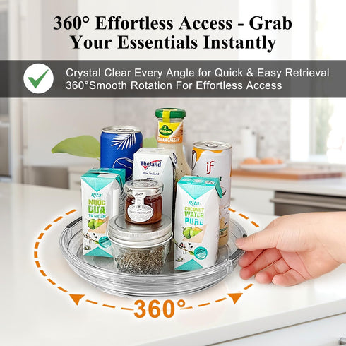 Clear Lazy Susan Organizer Turntable for Cabinet Table Top, 9.25 Inch 2 Pack 360 Rotating Spinning Makeup Organizer for Vanity, Kitchen Storage Rack Heavy-Duty Pantry Spices Tray Countertop Organizer by incostar