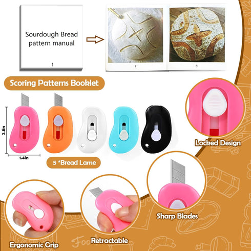 Tool,5 Pack XANGNIER Bread Lame Dough Scoring Sourdough Scoring Tools,Bread Dough Cutter Slashing Razor Tool,Bread