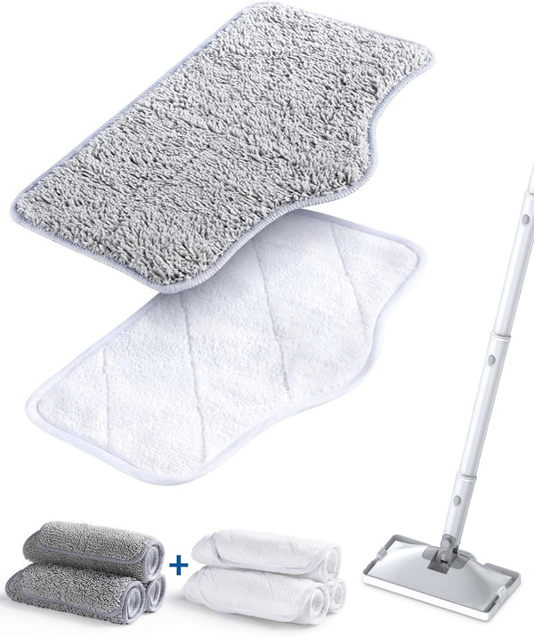 Steam Mop Replacement Pads - 6 Pack Machine Washable Microfiber Cloths, Reusable