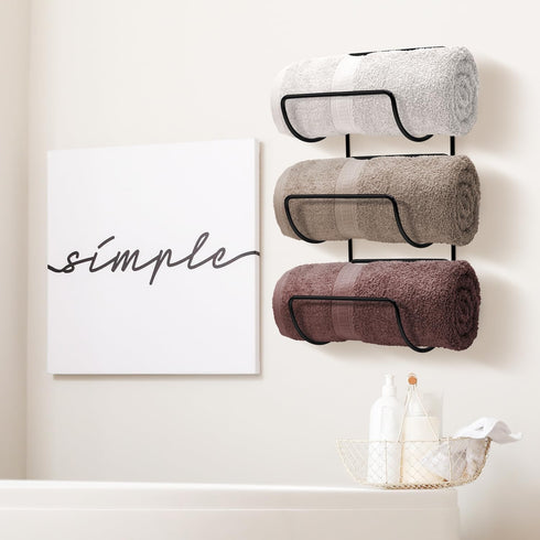 12 Sorbus Towel Holder for Bathroom Wall - Level Wall Mounted Towel Rack Shelves for Rolled Bath Towels, Washcloths