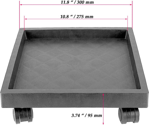 2 Pack 11.8 Inch JOIKIT Square Plant Caddy with Wheels, Heavy Duty Rolling Plant Stand, Wheeled Planter Saucer Tray
