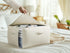 Large Canvas Clothes Storage Bags, 2 Pack, Foldable Cotton Linen Organizer with Thick Handles and Clear Window, Beige