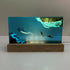 Simulated Ocean Landscape Whale Shark Diver Night Light, Handmade Resin Solid Wood Art Decor for Home Decoration