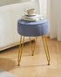WBD009BU IBUYKE Teddy Velvet Round Footrest Stool Ottoman, Makeup Vanity Stool Side Table, Velvet Dressing Table Seat