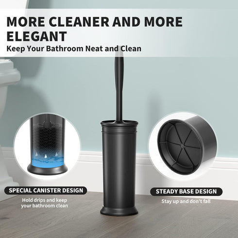 2 Pack, Toilet Brush and Holder Toilet Bowl Brush with Extra Long Handle, Toilet Scrubber and Covered Holder, Toilet