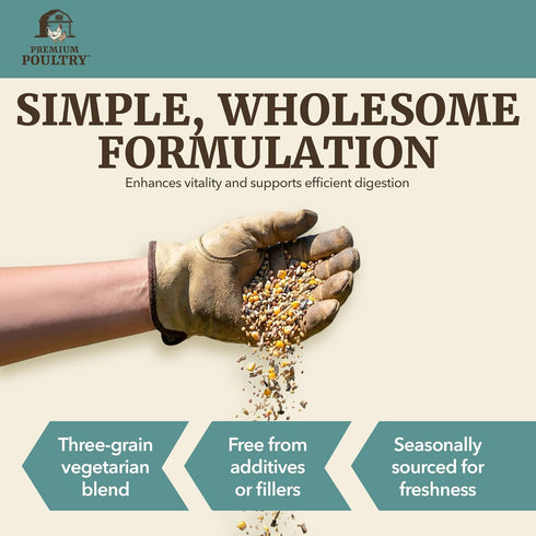 40 Scratch Grain for Adult Chickens, Ducks, and Turkeys, Vegetarian Mix of Three Grains, Training Aid & Natural