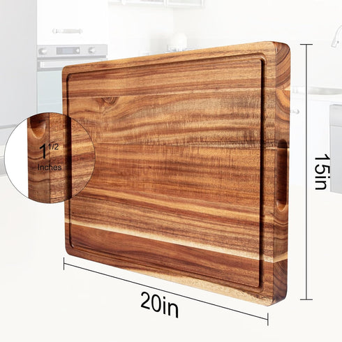 GAOMON 20 Inch 1.5" Large Acacia Wood Cutting Board Thick, Reversible Wooden Cutting Board for Kitchen, Charcuterie