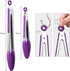 HOTEC Premium Stainless Steel Locking Kitchen Tongs, Set of 2 (9" and 12"), Silicone Tips, Purple