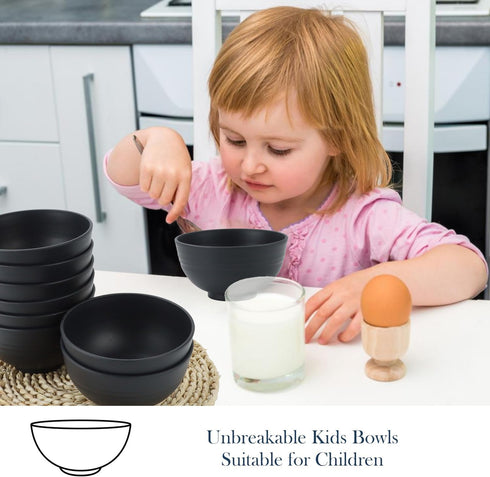 Homienly Cereal Bowls, 8 PCS Dessert and Snack Bowls, Unbreakable Lightweight Wheat Straw Fiber, Black, 10 OZ
