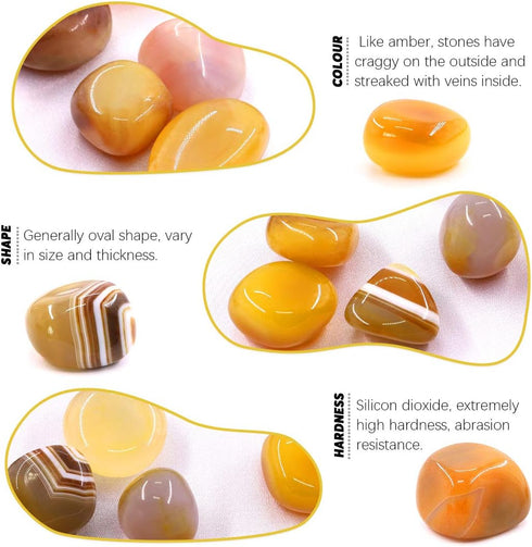 Hilitchi Yellow Agate Stone Tumbled Stones for Plants, Cacti & Succulents, Landscape Decoration (1lb Bag)
