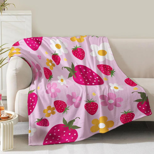 Strawberry Blanket Gifts for Women Girls Mom Bestie Birthday Christmas Valentines Presents