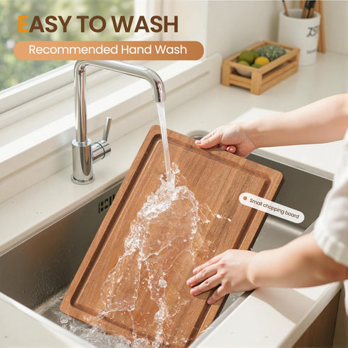 BETOLEAN 17x12 Inch Acacia Wood Cutting Boards for Kitchen, Butcher Block with Deep Juice Grooves & Non-Slip Handle