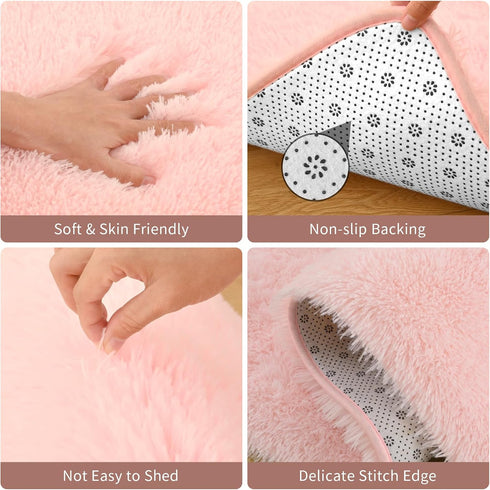Terrug Fluffy Runner Rug for Entryway Bedroom - 2x8 Ft Washable Non-Slip Shag Area Rug for Kitchen Laundry Living Room,