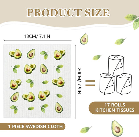 6 Pack, Mixed Fruit Swedish Kitchen Dishcloths Dish Towels Fruit Dish Towels for Kitchen, Swedish Dishcloth with Lemon