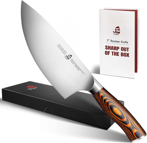 TUO Rocker Knife, 7 inch Salad Chopper Chef Knife for Herb Rocking and Veggie Chopping