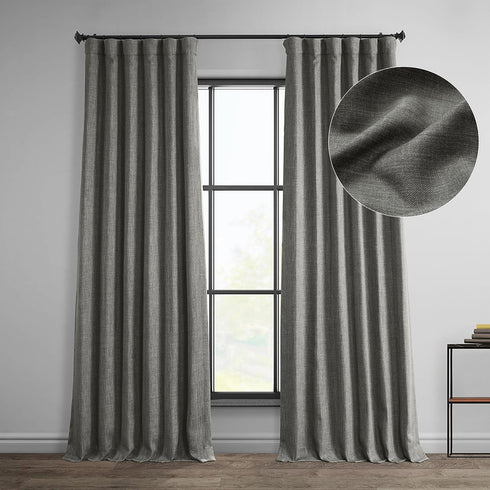HPD Half Price Drapes Faux Linen Curtains, 1 Panel, 50W x 84L, Textured Room Darkening Blazer Grey
