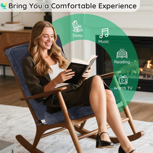 Vicatiful Set Rocking Chair Cushion - Non-Slip Thick Rocking Chair Pad Indoor with Ties High-Back Rocker Cushion