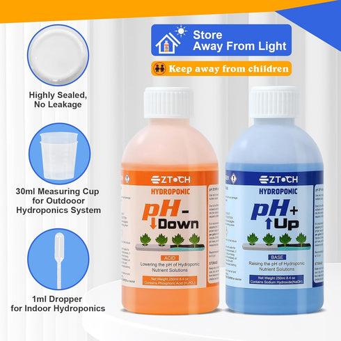 8.4oz 8.4oz pH UP and Down for Hydroponic Plants, Adjust the pH Balance of Reservoir Water and Nutrient Solutions