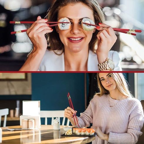 EORTA 10 Pairs Red Fiberglass Chopsticks, 24 CM, Reusable, Dishwasher Safe, Chinese Luck Words Printed