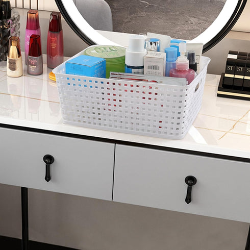 Plastic 8 L Storage Baskets, Medium Kitchen Baskets, White, 4 Packs