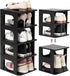 TRZZ 5-Tier Small Shoe Rack, Vertical Narrow Stackable Organizer with Removable Partition,