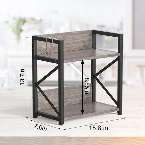 Countertop Countertop, 2 Counter Kitchen Organizer, Coffee Bar Station Organizer for Tiers Kitchen Shelf, Wooden Spice