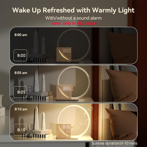 Dimmable 10 Snooze, Vivilumens Sunrise Alarm Clock Sound Machine Nightlight, Gradual Wake Up Light, Digital Clock