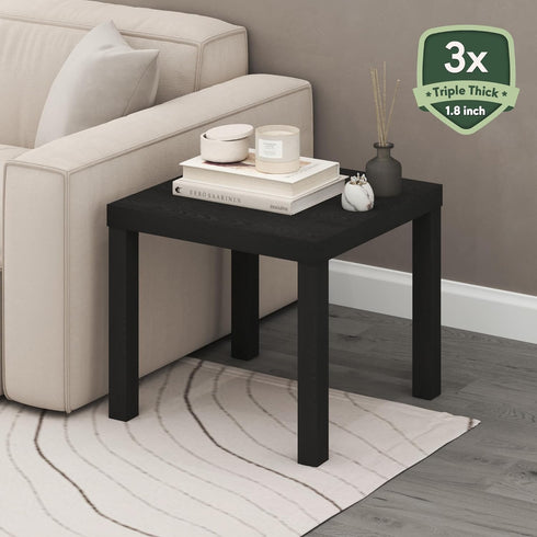 1-Pack, Furinno Classic Homey Square Parsons Side End Table, Black