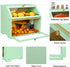 Counter, HOMEKOKO Double Layer Large Bread Box for Kitchen Wooden Large Capacity Bread Storage Bin (Mint Green)