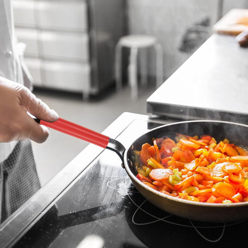 uxcell Red Silicone Pan Handle Sleeve, Heat Resistant Cover for Cast Iron Frying Pan Holder (S)