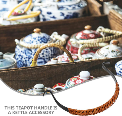 Hemoton Rattan Metal Teapot Handle Tea Pot Handle Replacement Adjustable Kettle Grip Purse U-Shape Handle for Chinese Teapot Ceramic Pottery Tea Kettle Accessory by Hemoton