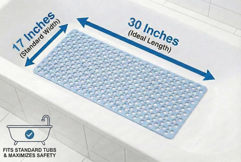 Mantto 30L 17W Inch Nonslip Bathtub Mat Extra Soft TPE Bath Mat for Kids, Machine Washable Bathroom Shower Mat