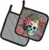 Caroline's Treasures BB5125PTHD Day of The Dead Skull Flowers Pot Holders, Heat Resistant Kitchen Hot Pads