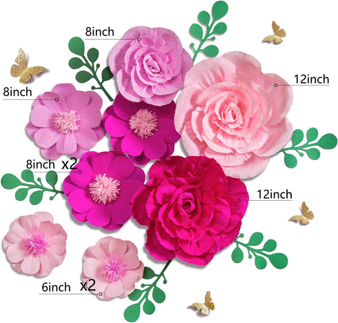 3D Letjolt Giant Paper Flowers Decoration for Wall Artificial Flowers Wedding Backdrop Handcrafted Rose for Baby Shower